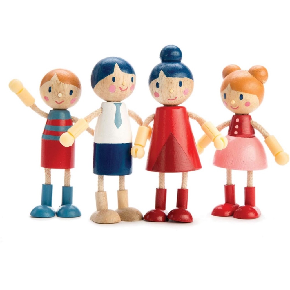 NWOT Tender Leaf Toys - Doll Family - Wooden Flexible Doll Family Kid Dollhouse